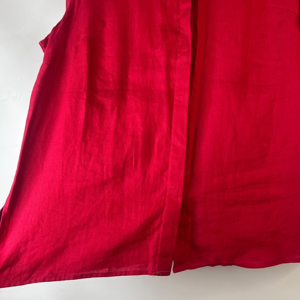 Edward Woman Linen Tunic Women 1X Red Sequin Embroidered Irish Linen Top - Picture 4 of 8